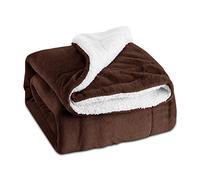 Galatée Coperta in pile Sherpa, 150 x 200 cm, reversibile, double face, morbida e calda, coperta da divano in flanella, morbido e caldo, peluche di pecora moka