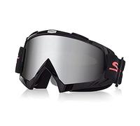 Galatée Moto Motocicletta/ATV/Cross/Sci da Corsa Equitazione Ciclismo Occhiali Esterno Sciare Vento-Prova Anti-Nebbia Anti-UV (Montatura nera - Lente argento)