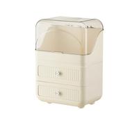 Galatée Organizer Trucchi Stile crema Antipolvere Organizer per Cosmetici Multistrato Organizzatore di Trucco Grande Capacità Scatola del Rossetto - Panna Bianca
