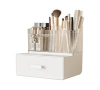 Galatée Organizer Trucchi Stile Piccolo Orso Antipolvere Organizer per Cosmetici Multistrato Organizzatore di Trucco Grande Capacità Scatola del Rossetto - Denti Bianchi