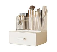 Galatée Organizer Trucchi Stile Piccolo Orso Antipolvere Organizer per Cosmetici Multistrato Organizzatore di Trucco Grande Capacità Scatola del Rossetto - Bianco Crema
