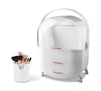 Galatée Organizzatore per trucchi per ufficio, scatola portaoggetti in plastica per cosmetici, antipolvere, contenitore vari per la casa, scatola organizer per trucchi, colore bianco