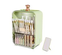 Galatée Rosa Orso Organizer Trucchi Multifunzione Antipolvere Organizer per Cosmetici,Organizzatore di Trucco Grande Capacità Scatola del Rossetto Con Luce LED - Verde