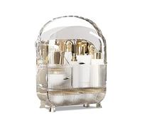 Galatée Serie Retrò Organizer Trucchi Multifunzione Antipolvere Organizer per Cosmetici,Organizzatore di Trucco Grande Capacità - Bianco altamente traslucido