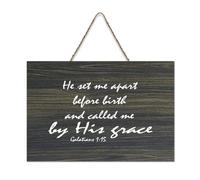 Galatians 1:15 Wall Art, He Set Me Apart Before Birth And Called Me by His Grace Cartello in legno stampato rustico da parete in legno cartello con citazioni artigianali poster ufficio nuova