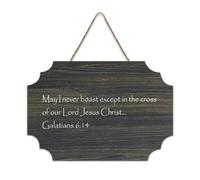 Galatians 6:1 May I Never Boast Except in The Cross of Our Lord Gesù Cristo Cartello in legno 15,2 x 25,4 cm Bibbia da parete Targhe in legno per porta d'ingresso, soggiorno, cucina