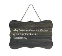 Galatians 6:1 May I Never Boast Except in The Cross of Our Lord Jesus Cartello di benvenuto in legno rustico per portico anteriore porta parete scuola aula Coffee Club Targa in legno 15,2 x 25,4 cm