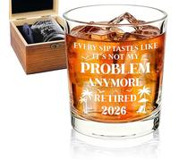 GalaVee Regalo per pensionamento 2026 per uomini, regalo di whisky in pensione, include bicchiere, sottobicchieri, pietre da whisky, carte, scatola di legno, regalo di pensione felice per lui, papà