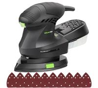 GALAX PRO Levigatrice orbitale 200W 12000 OPM con Carte Vetrate da 10 Pezzi, Levigatrice Elettrica Indicata per Spazi Stretti con Scatola Per la Polvere Per la Lavorazione del Legno