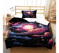 Galaxy 3D Stampato Copripiumini Con Cerniera Morbida Microfibra Copripiumino Set DaCon Federa Per Ragazzi Adulti Camere Da Letto E Camere Per Gli Ospiti Single（135x200cm）