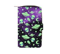 Galaxy Alien Carino Portafogli Lunghi Grande Capacità Portafoglio Fibbia Borsa Blocco Pochette Borsa per Bill Cash Coin Card Key Purse, Stile:, 19.7x11x3.5cm, Per tutte le stagioni