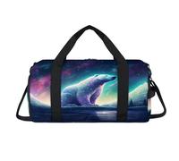 Galaxy Aurora Polar Bear Borsone sportivo con scomparto per scarpe, per la notte, per il weekend, da viaggio, palestra, organizer per bagagli per donne, uomini, bambini, ragazze e ragazzi