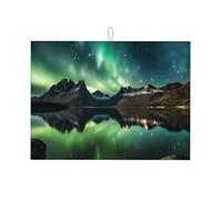 Galaxy Aurora, tappetino scolapiatti assorbente per bancone della cucina, tappetino da caffè, protezione per scolapiatti con anello per appenderlo, 45,7 x 61 cm