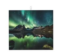 Galaxy Aurora, tappetino scolapiatti assorbente per bancone della cucina, tappetino da caffè, protezione per scolapiatti con anello per appenderlo, 40,6 x 45,7 cm