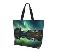 Galaxy Aurora Tote Bag Borsa a tracolla da donna Northern Light Shopping Bag impermeabile grande borsa con tasca interna per lavoro, viaggi, scuola