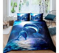 Galaxy Bedding Set Dolphin Comforter Cover per Bambini Adulto Ocean Marine A Tema Copripiumino Creature Mare Copriletto Starry Sky Blue Brigh Room Decor 2 Pezzi con 1 Federe Singolo