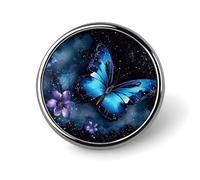 Galaxy Blu Farfalla Rotonda Distintivo Spilla Leggero Risvolto Tie Pins Regali Unici Spilla In Metallo Distintivo Per Cappello Camicia Abbigliamento Borse Decorazione