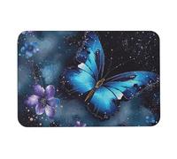 Galaxy Blue Butterfly Diatomee fango, tappetino da bagno assorbe umidità e sporco, zerbino con retro in gomma antiscivolo, tappetino adatto sotto la porta, per pavimento del bagno, vasca, doccia