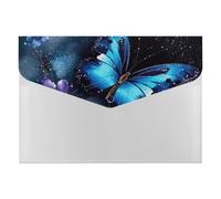 Galaxy Blue Butterfly - Organizer per documenti a fisarmonica, con 6 tasche, espandibile, con etichette, cartelle per documenti da viaggio, buste in plastica con chiusura a scatto, 33 x 23 cm