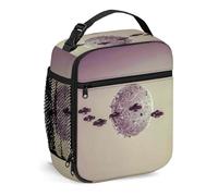 Galaxy, Borsa per il pranzo Borsa per il pranzo isolata Borse riutilizzabili per donne Uomini Lavoro Picnic Campeggio, Piccolo pianeta sotto gli UFO, Lunchbox portatile per adulti Marrone Grigio