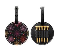 Galaxy Cobweb Golf Tee Holder Halloween Spider Web Pelle Golf Tee Organizer Bag per donne uomini resistente all'acqua Ottimo regalo per gli amanti del golf