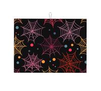 Galaxy Cobweb - Tappetino scolapiatti assorbente per bancone della cucina, per Halloween, ragnatela, tappetino da caffè, protezione per piatti con anello per appenderlo, 45 x 61 cm