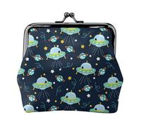 Galaxy con Ufo portamonete, portamonete con chiusura a bacio, piccolo portamonete da donna in pelle PU