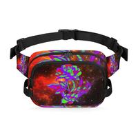 Galaxy Creative, marsupio multifunzione con teschi e rose, per viaggi, sport, corsa, marsupio, marsupio, borsa da cintura, per donne, uomini, ragazze e ragazzi, Colore, XL, Organizer per borse