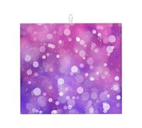 Galaxy Dot - Tappetino scolapiatti assorbente per bancone della cucina, colore rosa e viola, con anello per appenderlo, 40,6 x 45,7 cm