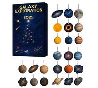 Galaxy Exploration Avvent/Calendar 2025, 24 giorni Space Planet Calendario di conto alla rovescia natalizio, ciondolo a acrilico piattos 2D giocattolo da collezione, calendario de ll'avvento
