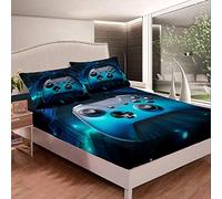 Galaxy Gamepad Set Lenzuola 3D Videogioco Gamepad Lenzuola Bambini Ragazzi Blu Gradiente Controller di Gioco Set di Biancheria Da Letto Gamer Lenzuolo Con Angoli Camera Da Letto 2 Pz Singolo
