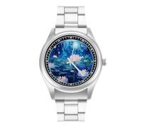 Galaxy Lotus Flower - Orologio da polso da uomo, stile casual, con cinturino in acciaio inox, in lega, al quarzo, Stile:, regular, Bracciale