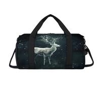 Galaxy Magic Deer Sport Duffel Bag con scomparto per scarpe Pernottamento Weekender Borse Viaggi Palestra Bagagli Organizzatore per Donne Uomini Bambini Ragazze Ragazzi
