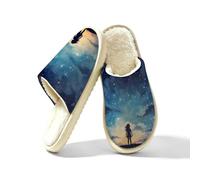 Galaxy Nebula Girl Painted Donna Pantofole Memory Foam House Shoes, Multi, 42.5/43 EU