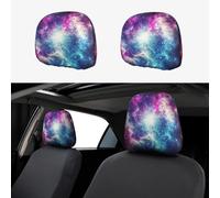 Galaxy Nebula Space Theme Car Seat Headrest Protector Car Poggiatesta Covers 2 pezzi elastico universale misura la maggior parte dei veicoli accessori interni auto per donne uomini