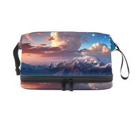 Galaxy Nebular Starry Over Cloud Mountain - Trousse per cosmetici a doppio strato, per donne e ragazze, trousse da viaggio per trucchi, pratica borsa organizer con scomparto per pennelli, Multi,