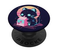 Galaxy Night Kawaii Fragola Latte Gatto Estetica PopSockets PopGrip Adesivo
