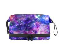 Galaxy Night - Trousse per cosmetici a doppio strato, per donne e ragazze, trousse da viaggio per trucchi, pratica borsa organizer con scomparto per pennelli, Multi, 27x15x14 cm/10.6x5.9x5.5 in,