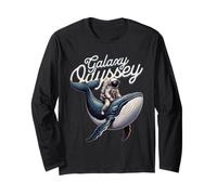 Galaxy Odyssey Astronaut Riding Cosmic Whale Art Maglia a Manica