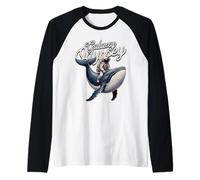 Galaxy Odyssey Astronaut Riding Cosmic Whale Art Maglia con Maniche Raglan