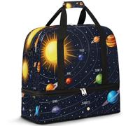 Galaxy Planet, borsone da viaggio per donne e uomini, con sistema solare, pieghevole, per sport, palestra, fine settimana, pernottamento, borsa da cabina con scomparto per scarpe, Multicolore
