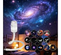 Galaxy Projector Night Light, Hd Smart Dynamic 5d Holographic Night Light Projector, USB Plug Star Projectors 360° Adjustable Mini Ocean Projectors for Bedroom Ceiling Wall (13 Projection Films)