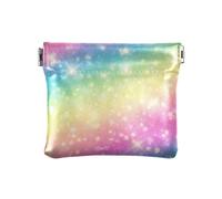 Galaxy Rainbow Pastel Glitter PU Leather Change Purse Unico Portamonete per Uomo Donna Viaggio, Glitter pastello arcobaleno galassia, 4.33"(L) x 3.74"(W) x 0.39"(H), Stampa
