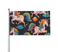 Galaxy Rainbow Uni-Corn & Planet Bandiere Colore Vivido Bandiera Resistente Alle Intemperie Bandiera Da Giardino Per Balcone Portico Interno Decorazione 90X150Cm