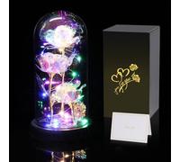 Galaxy Rosa LED con Cupola in Vetro, Rosa Eterna Stabilizzata Regalo Donna Mamma, Fiore Artificiale con Luce per Lei, Idea Regalo San Valentino Compleanno Anniversario Matrimonio per Moglie Fidanzata