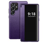 Galaxy S23 Ultra Cover per Samsung Galaxy S23 Ultra Flip Folio Clear View Custodia a libro in pelle 360 Full Body Protector Antigraffio Cover per Samsung S23 Ultra (Viola)