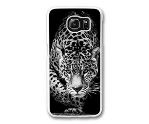 Galaxy S6 Case, S6 Case, Personalized Shock Absorption Bumper Case PC White Protective Cover for New Samsung Galaxy S6 Wild Animal Jaguar