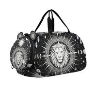 Galaxy Sign Lion Black Moon Sun - Borsa da palestra per bambini, con scomparto per scarpe, grande capacità, borsa da weekender, per spiaggia, nuoto, piscina, sport