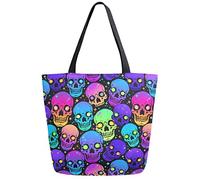 Galaxy Skull with Bright Eyes Borsa per la spesa riutilizzabile Borsa in tela Borsa a tracolla grande pieghevole lavabile per donna