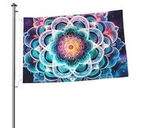 Galaxy Space Boho Mandala Bandiera 60 x 90 cm, double face, in poliestere, da appendere, con occhielli in metallo, resistente allo sbiadimento, leggera, per cortile, balcone, prato, feste, decorazione
